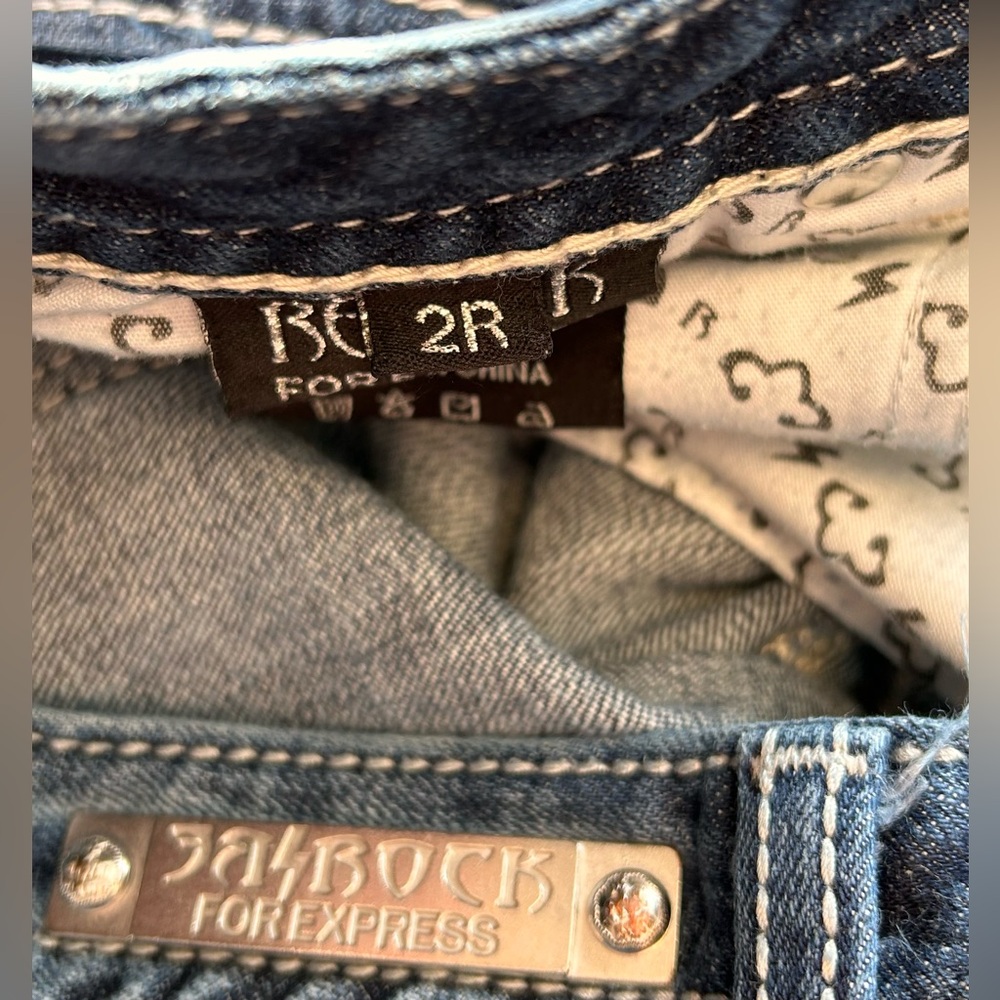 EXPRESS ReRock Boot Cut Blue Jesns size 2R bootcut stretch - Picture 9 of 10